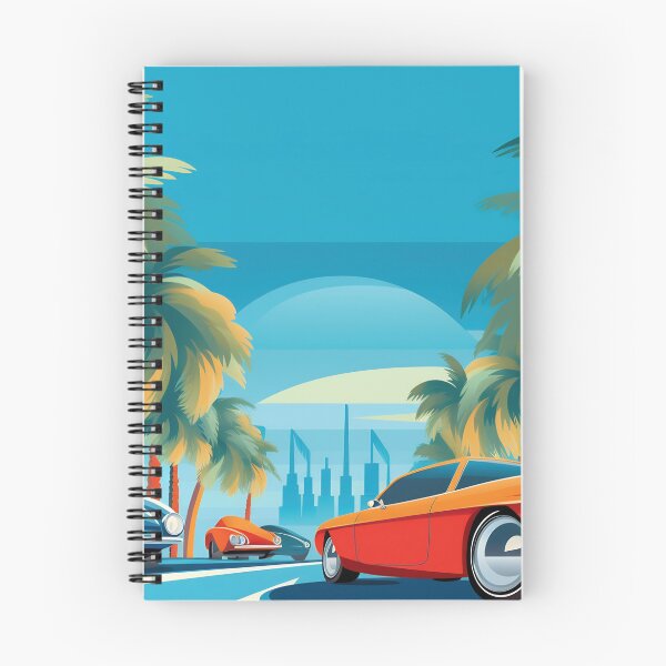 Item preview, The futuristic retro landscape of the 80s. Illustration of the car and palm trees in retro style and vivid colors. Suitable for the design of the 80s style designed and sold by anytka.