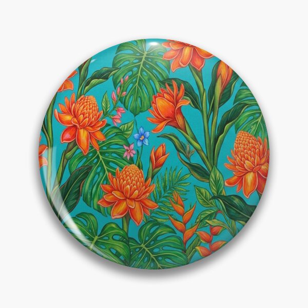 Item preview, Tropical Orange Ginger Flowers Botanical Pattern designed and sold by Owcomm.