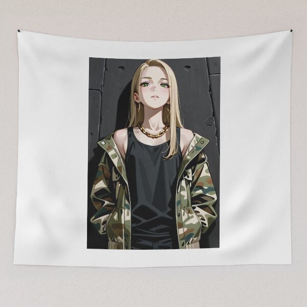 Item preview, Fashion - Woman in Camouflage Camo Jacket Tank Top Gold Chain Anime Variant 4 designed and sold by AnimeShin.