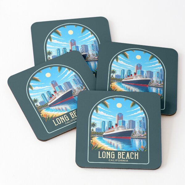 Item preview, Long Beach Vintage Travel Illustration designed and sold by HomeLivingCo.