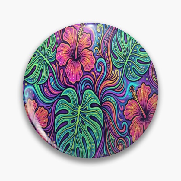 Item preview, Neon Tropical Jungle Hibiscus Flowers designed and sold by Owcomm.