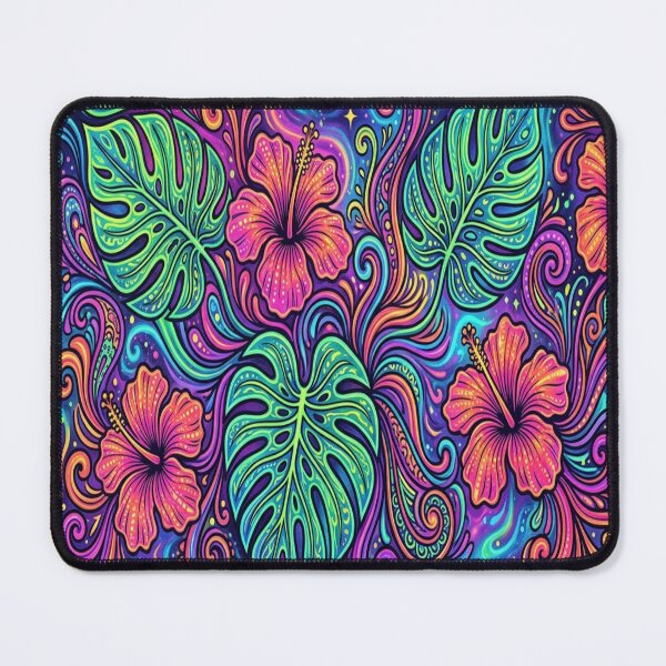 Item preview, Neon Tropical Jungle Hibiscus Flowers designed and sold by Owcomm.