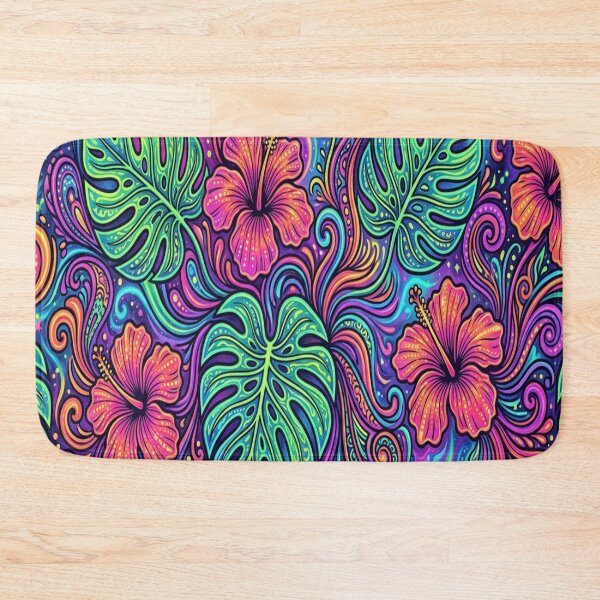 Item preview, Neon Tropical Jungle Hibiscus Flowers designed and sold by Owcomm.