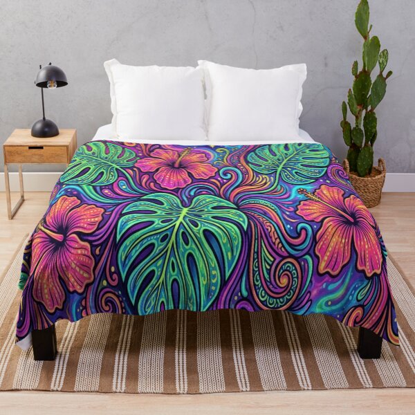 Item preview, Neon Tropical Jungle Hibiscus Flowers designed and sold by Owcomm.