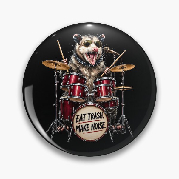 Item preview, Funny Opossum Drummer Shirt – Eat Trash Make Noise Punk Rock Possum designed and sold by thoughtswear.