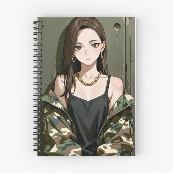 Item preview, Fashion - Woman in Camouflage Camo Jacket Tank Top Gold Chain Anime Variant 5 designed and sold by AnimeShin.