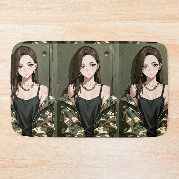 Item preview, Fashion - Woman in Camouflage Camo Jacket Tank Top Gold Chain Anime Variant 5 designed and sold by AnimeShin.