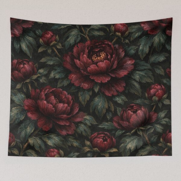 Item preview, Dark Moody Romantic Peony Floral Pattern designed and sold by Owcomm.