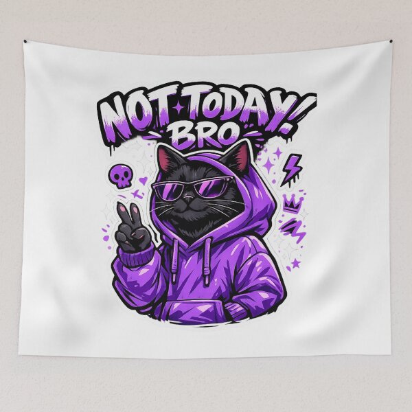Item preview, Not Today Bro Black Cat Meme Sticker designed and sold by DealHunterx.