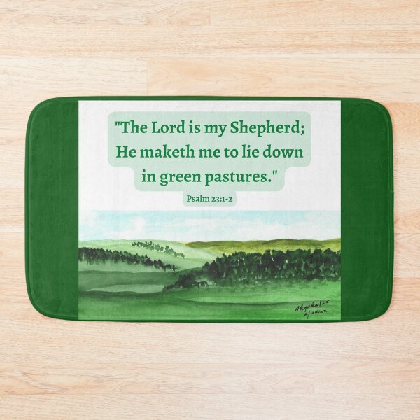 Item preview, Psalm 23 quotation with green fields in watercolor designed and sold by Art-by-Ahyoka.