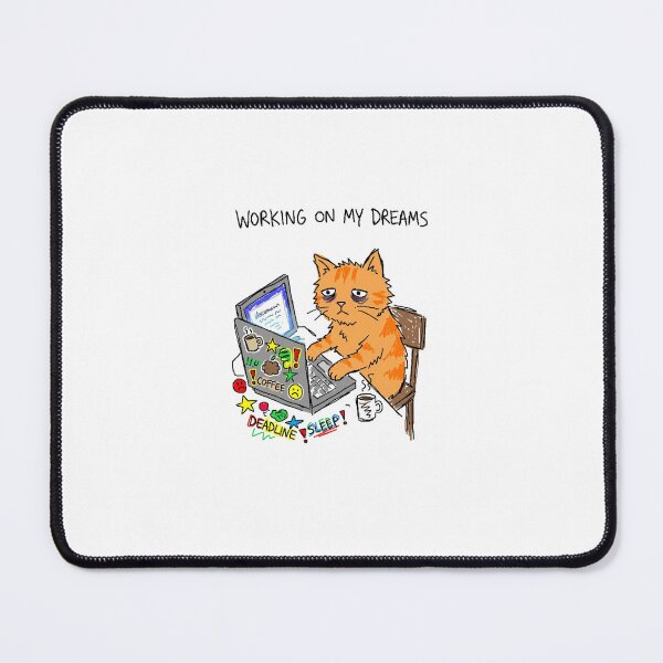 Item preview, Working On My Dreams Cute Cat Cartoon designed and sold by UrbanVoid Studio.