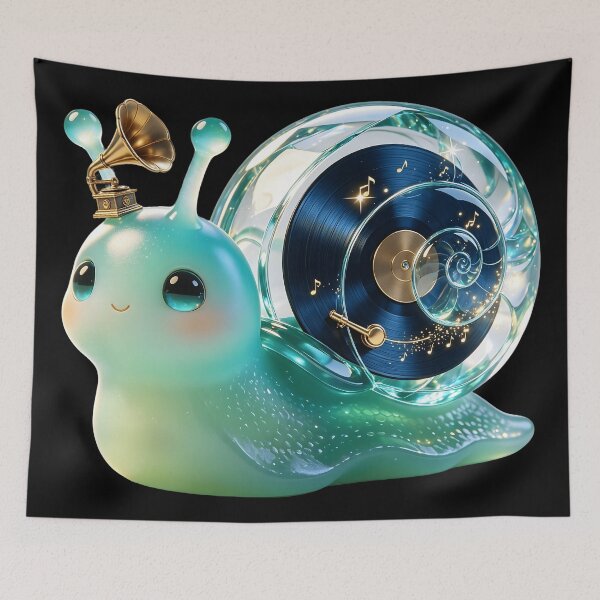 Item preview, Emerald Snail - Retro Galaxy Vinyl: The Magical Spiral Record designed and sold by ABYSSLAB.