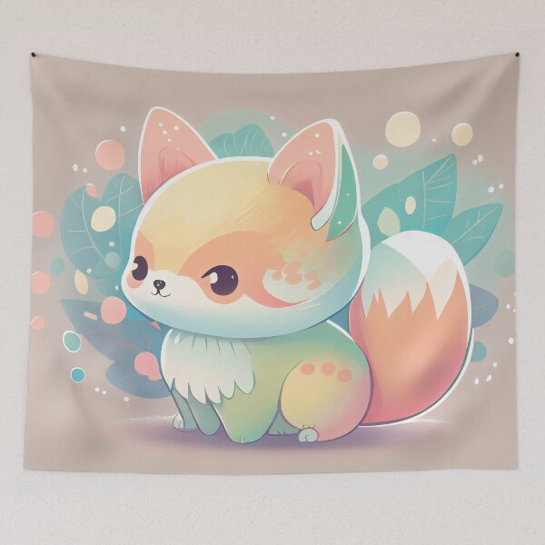 Item preview, Cute adorable kawaii fox. Greeting cartoon doodle designed and sold by anytka.