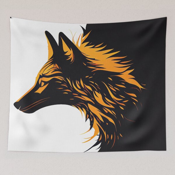 Item preview, A minimalistic logo made of lines featuring the silhouette of a fox, simple shapes and lines designed and sold by anytka.