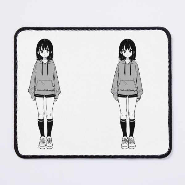 Item preview, Fashion - Woman in Gray Hoodie Striped Socks Anime Style designed and sold by AnimeShin.
