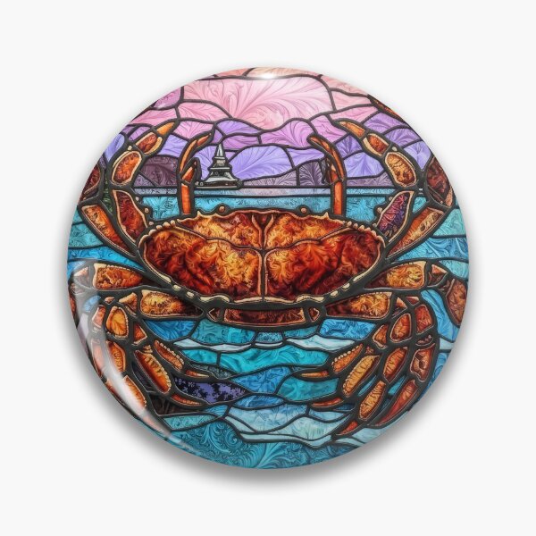 Item preview, Stained Glass Crab Ocean Sunset Coast Decor designed and sold by pinkal.