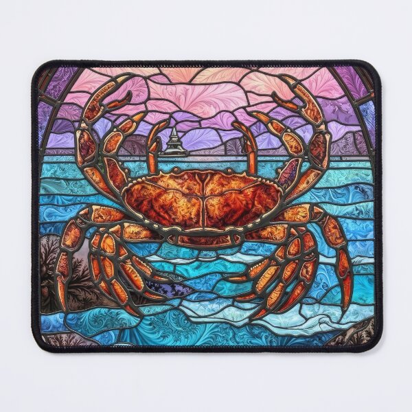 Item preview, Stained Glass Crab Ocean Sunset Coast Decor designed and sold by pinkal.