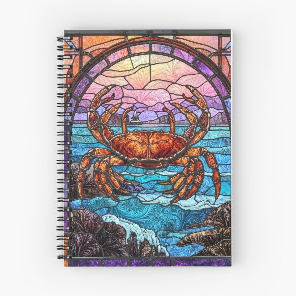 Item preview, Stained Glass Crab Ocean Sunset Coast Decor designed and sold by pinkal.