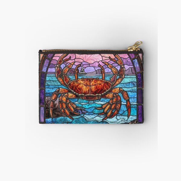 Item preview, Stained Glass Crab Ocean Sunset Coast Decor designed and sold by pinkal.