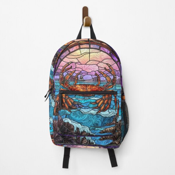 Item preview, Stained Glass Crab Ocean Sunset Coast Decor designed and sold by pinkal.