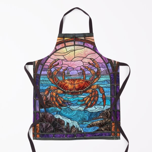 Item preview, Stained Glass Crab Ocean Sunset Coast Decor designed and sold by pinkal.