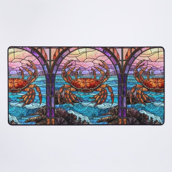 Item preview, Stained Glass Crab Ocean Sunset Coast Decor designed and sold by pinkal.