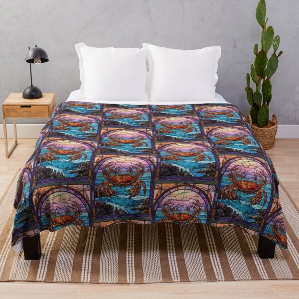 Item preview, Stained Glass Crab Ocean Sunset Coast Decor designed and sold by pinkal.