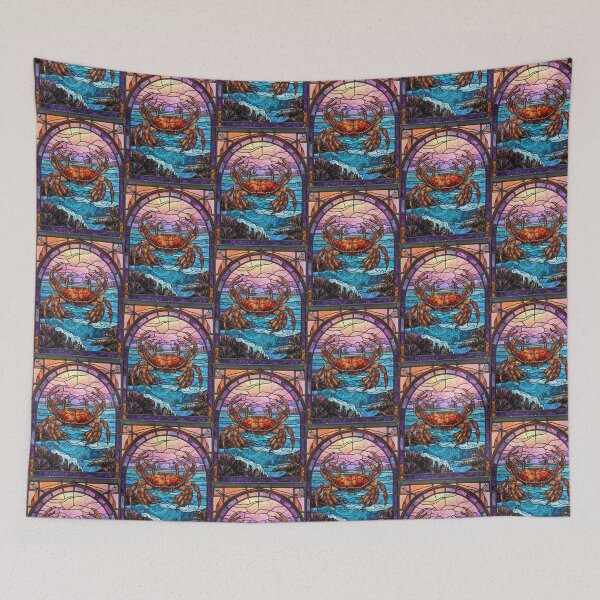 Item preview, Stained Glass Crab Ocean Sunset Coast Decor designed and sold by pinkal.