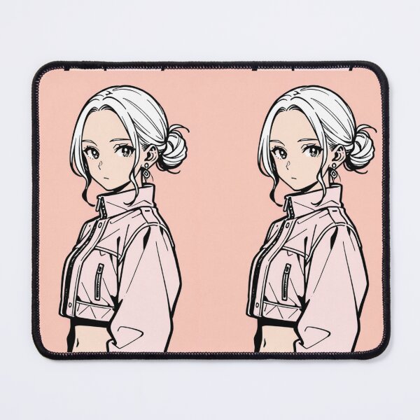 Item preview, Fashion - Woman in Pink Puffer Jacket Low Bun Anime designed and sold by AnimeShin.