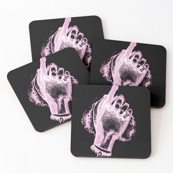 Item preview, Mystical Hand Pointing - Dotwork Neo-Traditional pink Art designed and sold by Ideniquo.