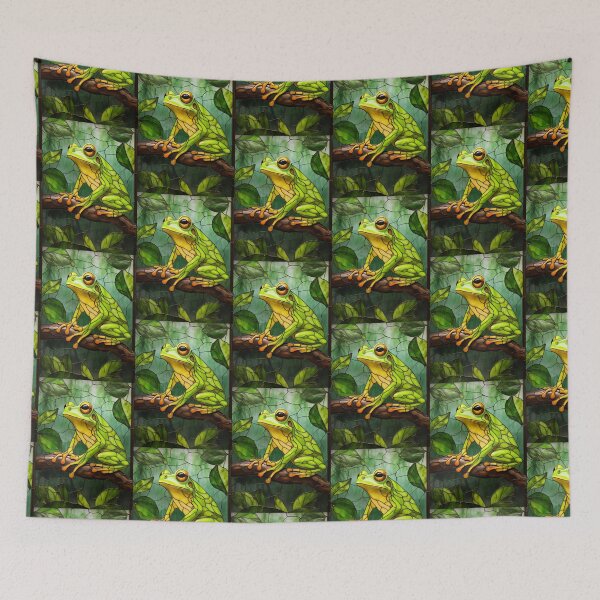 Item preview, Stained Glass Tree Frog Tropical Rainforest Decor designed and sold by pinkal.