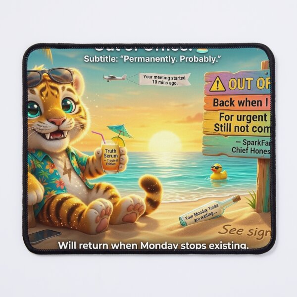 Item preview, NeoTig SparkFang Out of Office Permanently Probably — Funny Vacation Humor Art designed and sold by NeoTigLuna.