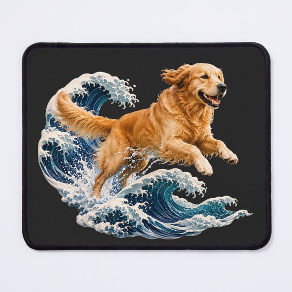 Item preview, Ukiyo-e Golden Retriever Wave Runner Art designed and sold by MarVan-Prints.