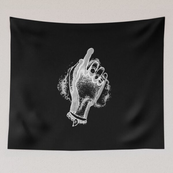 Item preview, Mystical Hand Pointing - Dotwork Neo-Traditional white Art designed and sold by Ideniquo.