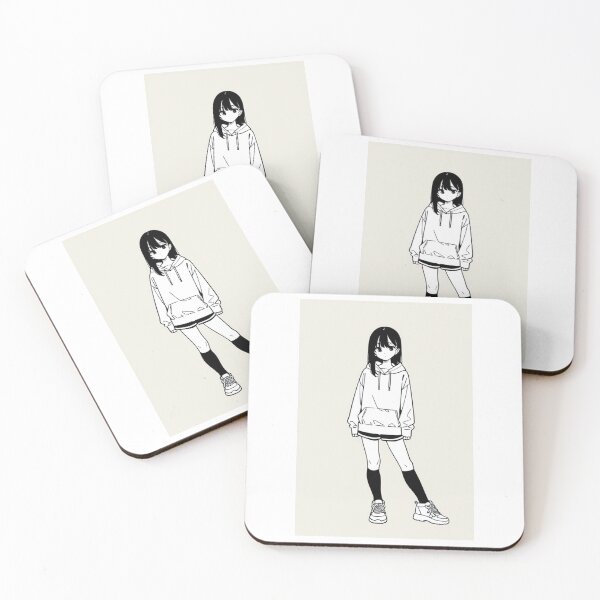 Item preview, Fashion - Woman in White Hoodie Striped Shorts Anime Style designed and sold by AnimeShin.