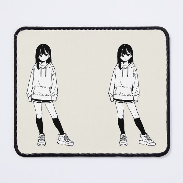 Item preview, Fashion - Woman in White Hoodie Striped Shorts Anime Style designed and sold by AnimeShin.