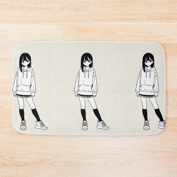 Item preview, Fashion - Woman in White Hoodie Striped Shorts Anime Style designed and sold by AnimeShin.