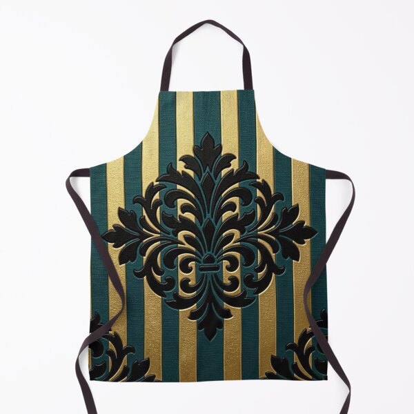 Item preview, Striped Teal & Gold Black Damask designed and sold by DesignsByPrnces.