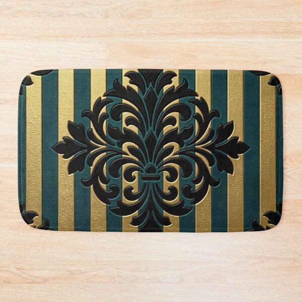 Item preview, Striped Teal & Gold Black Damask designed and sold by DesignsByPrnces.