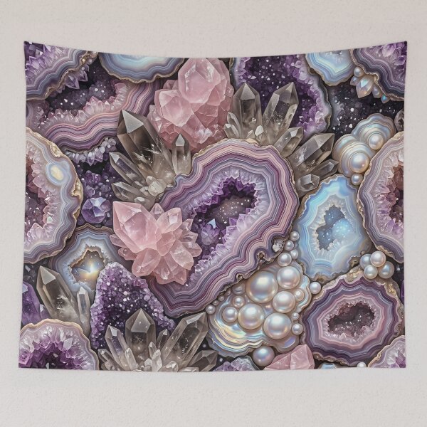 Item preview, Carved Crystal Geode Seamless Pattern designed and sold by MoonwoodStudio.