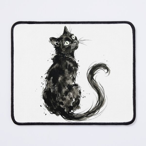 Item preview, Curious Black Cat Japanese Sumi-e Aesthetic designed and sold by Spiritualwall.