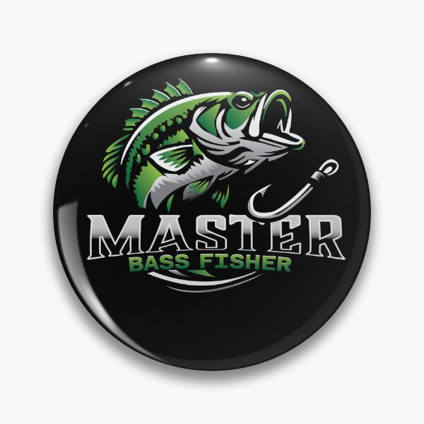 Item preview, Bass fishing Illustration in logo style with custom text "Maste Bass Fisher". designed and sold by Art-Horizon.