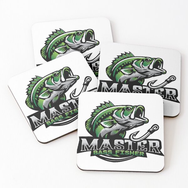 Item preview, Bass fishing Illustration in logo style with custom text "Maste Bass Fisher". designed and sold by Art-Horizon.