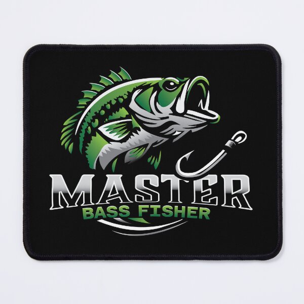 Item preview, Bass fishing Illustration in logo style with custom text "Maste Bass Fisher". designed and sold by Art-Horizon.