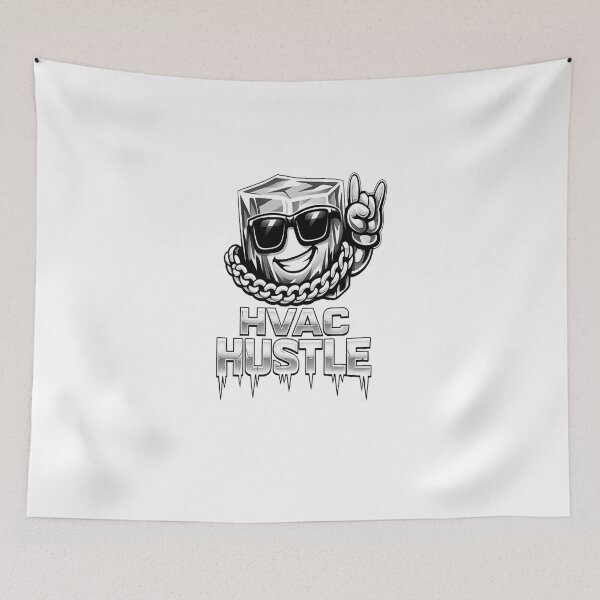 Item preview, HVAC Hustle Ice Cube Mascot - Funny HVAC Tech Cooling & Heating Design designed and sold by FrozenHeat97.