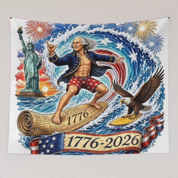 Item preview, Washington Surfing 4th of July Beach  designed and sold by Zara Art House.