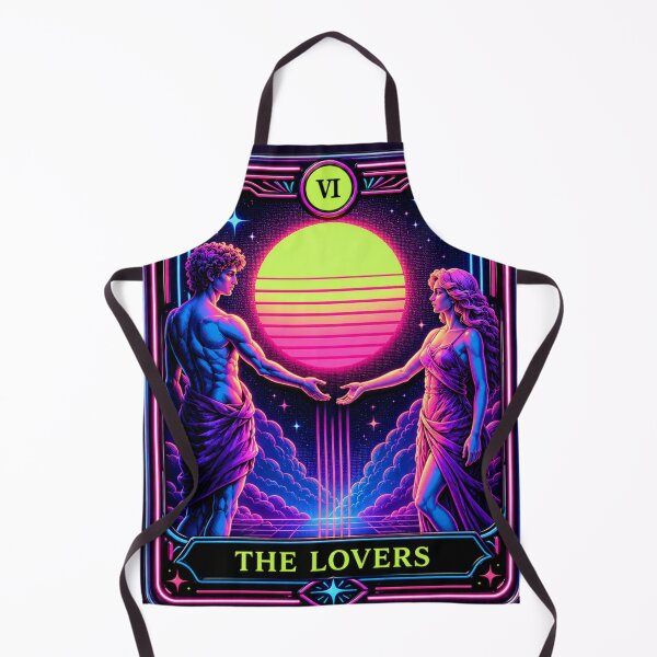 Item preview, The Lovers Retro Neon Digital Sun Tarot designed and sold by MarVan-Prints.