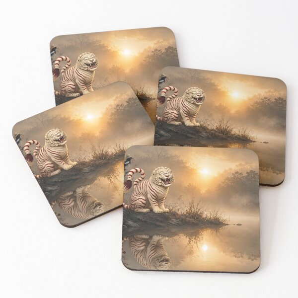 Item preview, Magpie Haetae Baekho by the Lakeside – Korean Mythical Guardian Art designed and sold by K-Tradition.