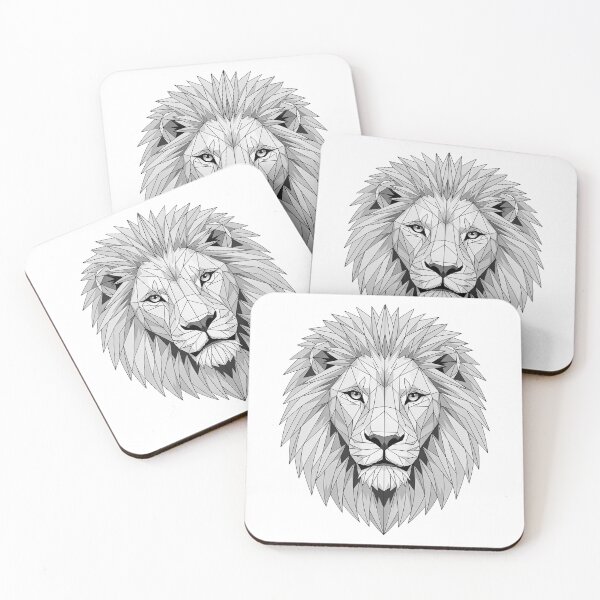 Item preview, Tribal Lion - Monochrome Geometric Lion Head – Low Poly King of the Jungle Art designed and sold by ArcticFoxStudio.