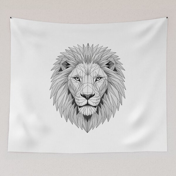 Item preview, Tribal Lion - Monochrome Geometric Lion Head – Low Poly King of the Jungle Art designed and sold by ArcticFoxStudio.